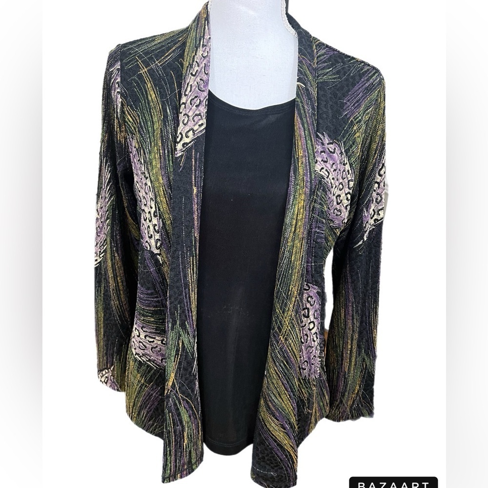 🔥🔥jm collection cardigan w built in tank acetate polyester spandex Size PM